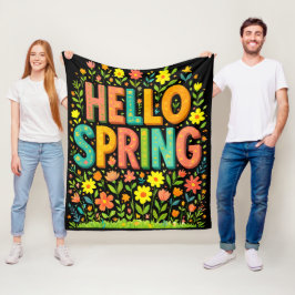 Hello Spring Break フリースブランケット