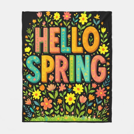 Hello Spring Break フリースブランケット (正面)