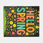 Hello Spring Break フリースブランケット (正面(横))