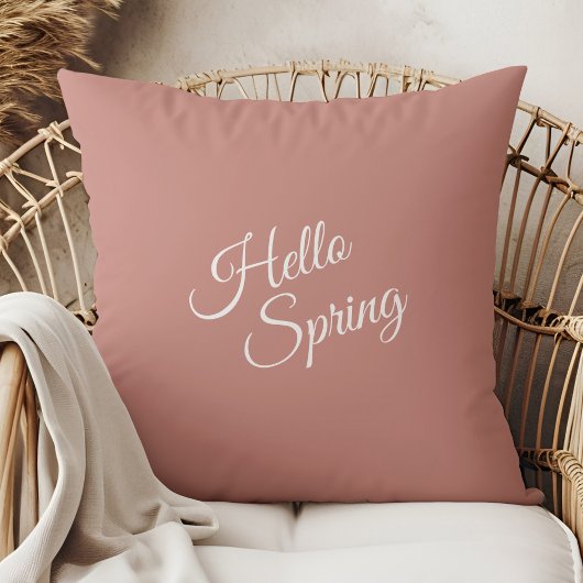 Hello Spring Dusty Rose Throw Pillow クッション