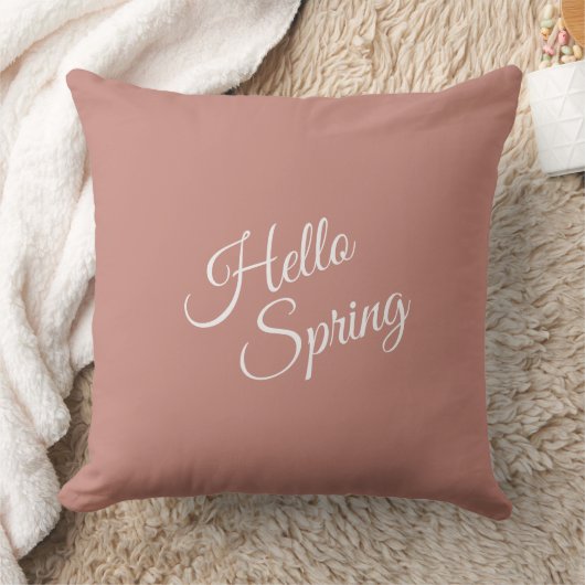 Hello Spring Dusty Rose Throw Pillow クッション (ブランケット)