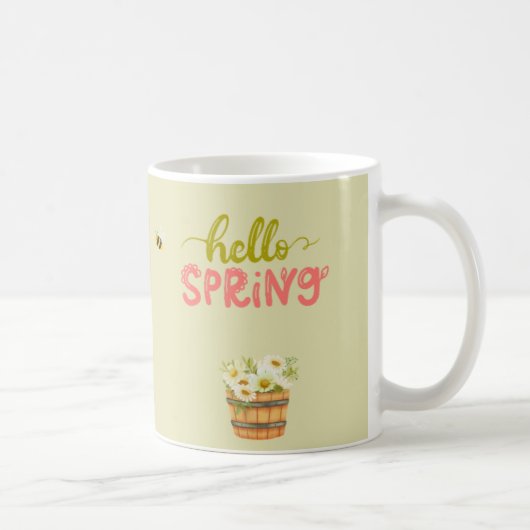 Hello Spring Floral Hedgehog Mug – Cute Bee & Flow コーヒーマグカップ (右)