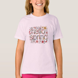 Hello Spring – Floral Lettering Design Tシャツ