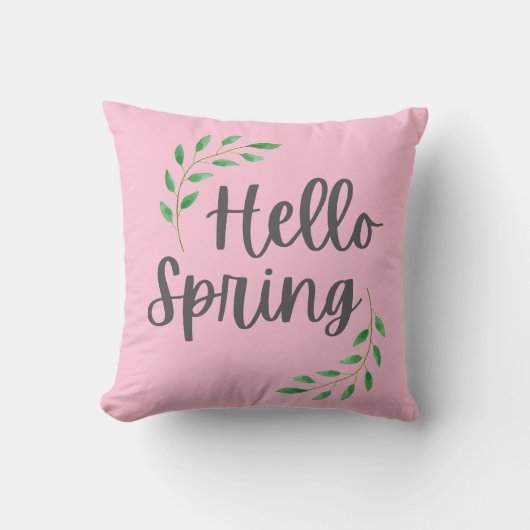 Hello Spring Floral Pastel Springtime Decor クッション (正面)