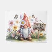 Hello Spring Garden Gnome: Cute Gnome with Braids ドアマット (正面)