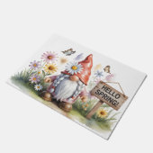 Hello Spring Garden Gnome: Cute Gnome with Braids ドアマット (アングル)