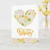 Hello Spring Greeting Card with Floral Heart カード (黄色い花)