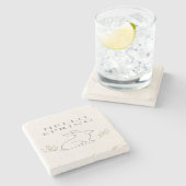 Hello Spring Minimal Bunny Line Art ストーンコースター (横)