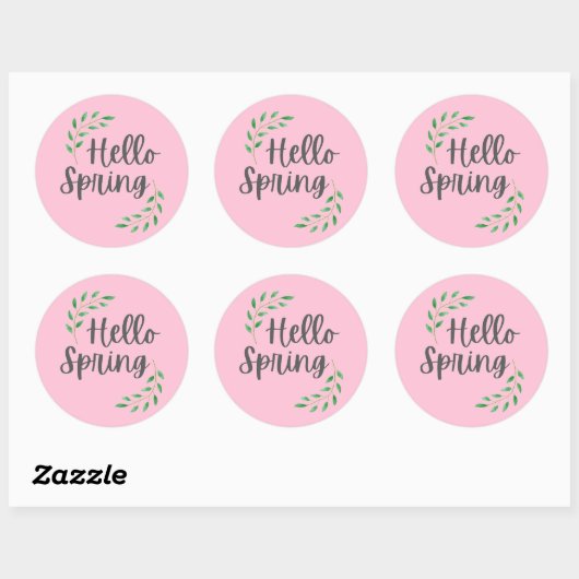Hello Spring Pink Pastel  Springtime  ラウンドシール (シート)