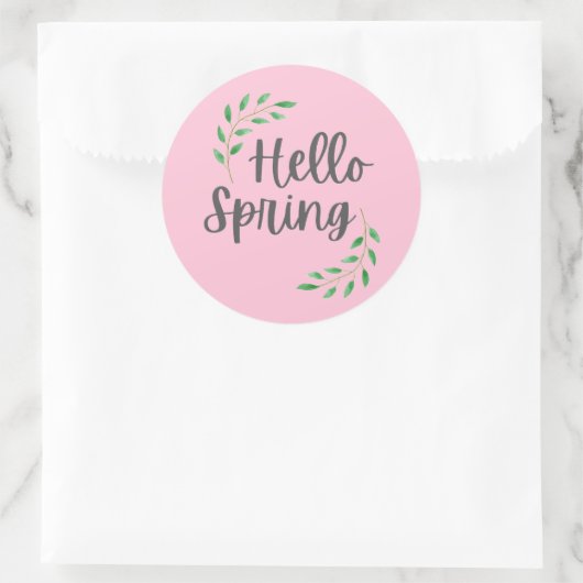 Hello Spring Pink Pastel  Springtime  ラウンドシール (バッグ)