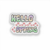 Hello Spring | Poster with fresh floral designs シール (正面)