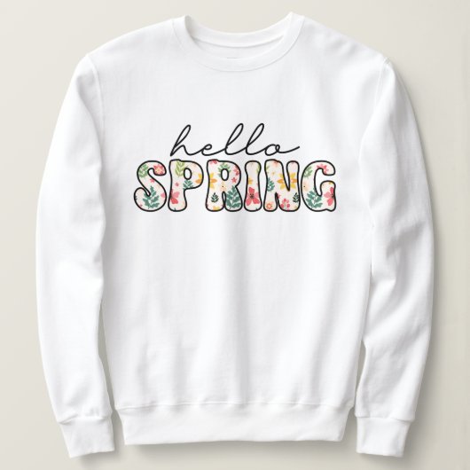 Hello spring Retro floral  スウェットシャツ (デザイン正面)