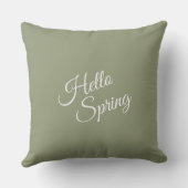 Hello Spring Sage Green Throw Pillow クッション (裏面)