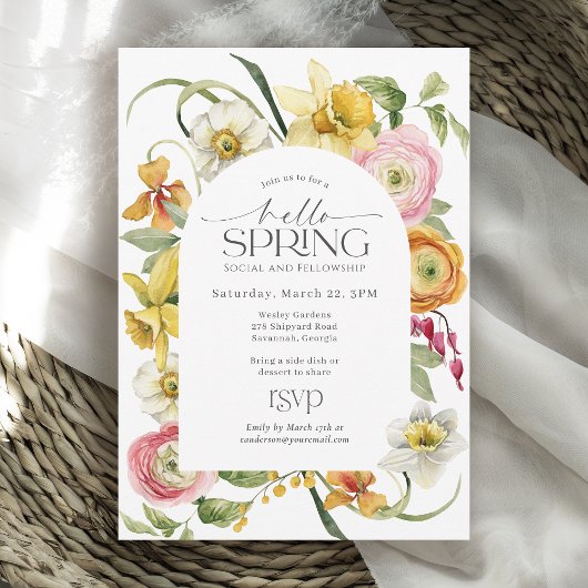 Hello Spring Social Event Sunny Floral  招待状