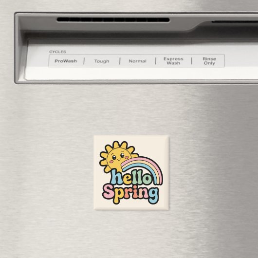 Hello Spring : Soleil, Arc-en-ciel et Bonne Humeur マグネット (インサイチュ (食洗機))
