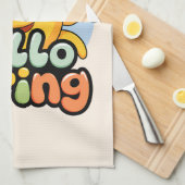 Hello Spring : Soleil Souriant et Ciel Bleu キッチンタオル (四つ折り)