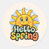 Hello Spring : Soleil Souriant et Ciel Bleu ラウンドシール (正面)