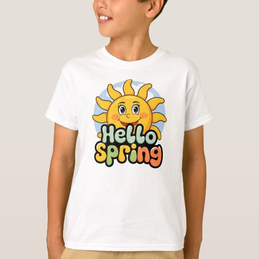 Hello Spring : Soleil Souriant et Ciel Bleu Tシャツ (正面)