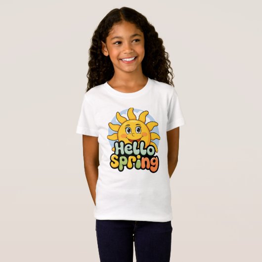 Hello Spring : Soleil Souriant et Ciel Bleu Tシャツ (正面フル)