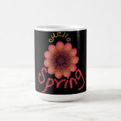 Hello Spring - Textured Pink & Orange Flower Art コーヒーマグカップ (中央)