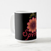 Hello Spring - Textured Pink & Orange Flower Art コーヒーマグカップ (正面左)