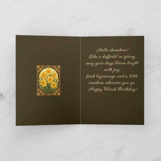 Hello Spring The Cheerful March Daffodil カード (内部)