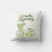 Hello Spring Vintage Bicycle Illustration  クッション (正面)