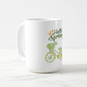 Hello Spring Vintage Bicycle Illustration  コーヒーマグカップ (正面左)