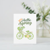 Hello Spring Vintage Bicycle Illustration  シーズンポストカード (スタンド正面)