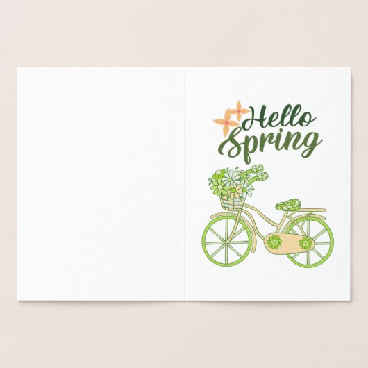 Hello Spring Vintage Bicycle Illustration  箔カード (内部)