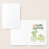 Hello Spring Vintage Bicycle Illustration  箔カード (ディスプレー)