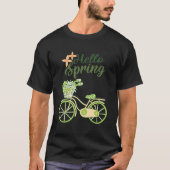 Hello Spring Vintage Bicycle Illustration  Tシャツ (正面)