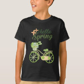 Hello Spring Vintage Bicycle Illustration  Tシャツ (正面)