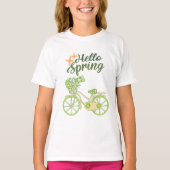 Hello Spring Vintage Bicycle Illustration  Tシャツ (正面)
