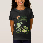 Hello Spring Vintage Bicycle Illustration  Tシャツ (正面)