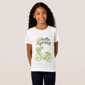 Hello Spring Vintage Bicycle Illustration  Tシャツ (正面フル)