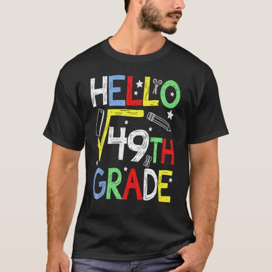 Hello Square Root 49 7年生新学期数学 Tシャツ (正面)