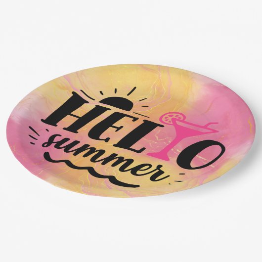 Hello Summerおもしろいパーティー ペーパープレート (アングル)