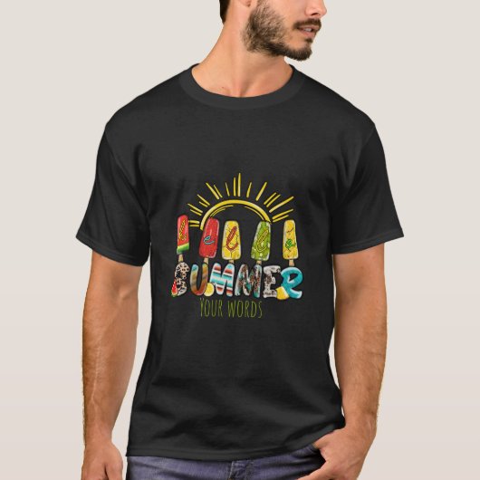 Hello Summerアイスクリームを独自に作成 Tシャツ (正面)