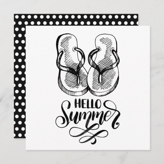 Hello Summerビーチサンダルグリーティングカード (正面/裏面)