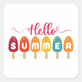 Hello Summer カラフル Popsicle スクエアシール