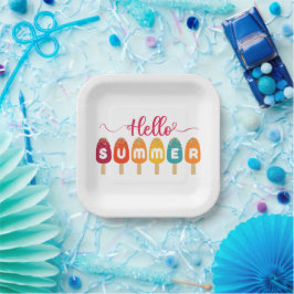 Hello Summer カラフル Popsicle ペーパープレート