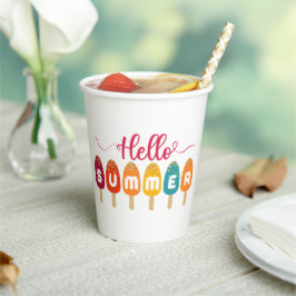 Hello Summer カラフル Popsicle 紙コップ