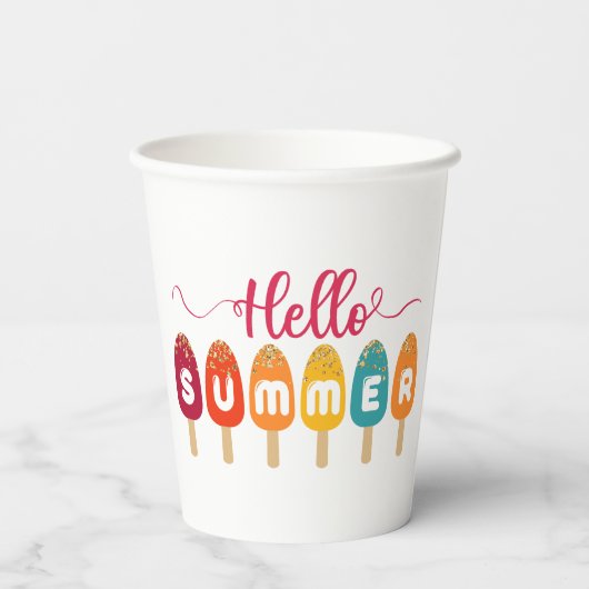 Hello Summer カラフル Popsicle 紙コップ (裏面)