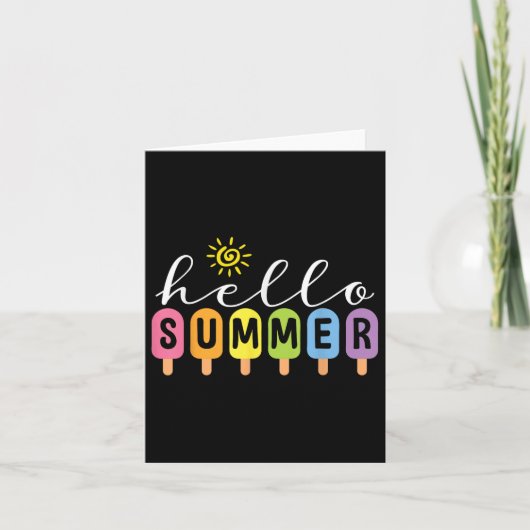 Hello Summer クール Popsicleカラフル Graphic Summer カード (正面)