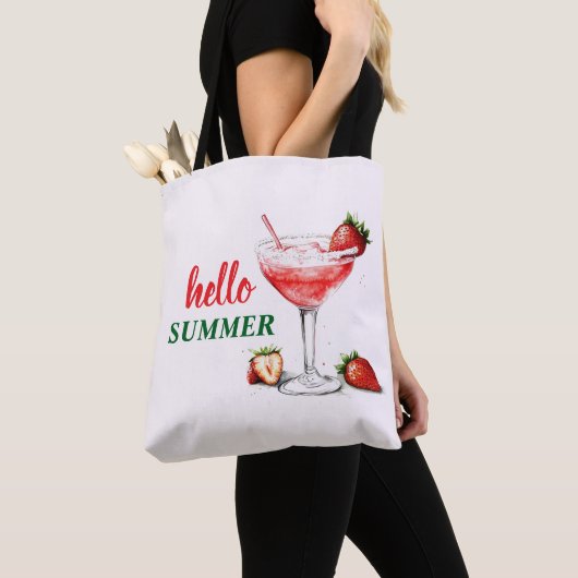 Hello Summer | ストロベリーカクテル トートバッグ (クローズアップ)