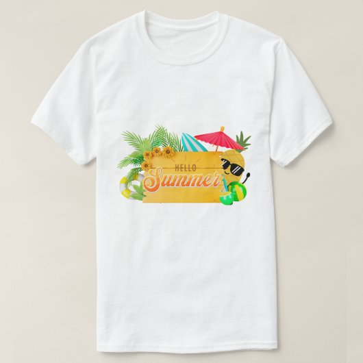 Hello Summer – トロピカル・エスケープTシャツ Tシャツ (デザイン正面)