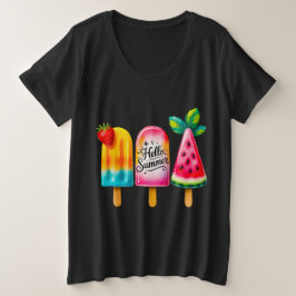 Hello Summer  プラスサイズTシャツ