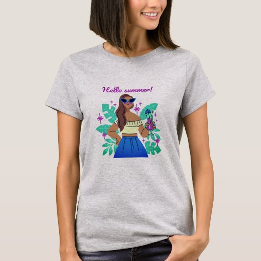 Hello Summer レディースTシャツ Tシャツ (正面)