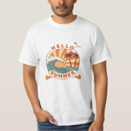 Hello Summer:レトロビーチVibes Tシャツ